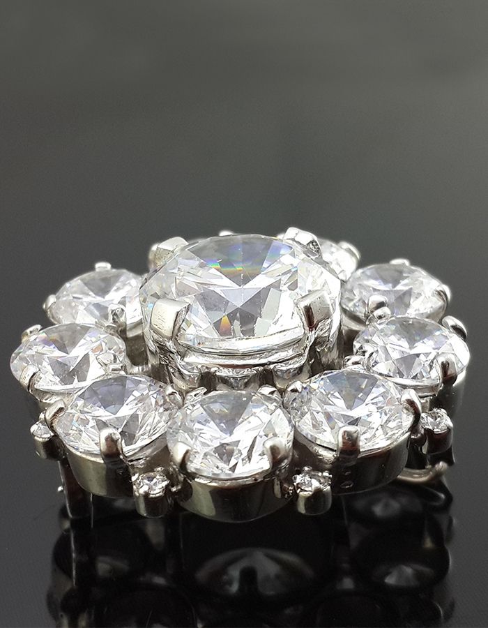 silver CZ brooch