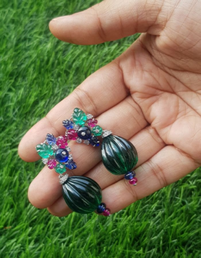 emerald earrings with diamonds